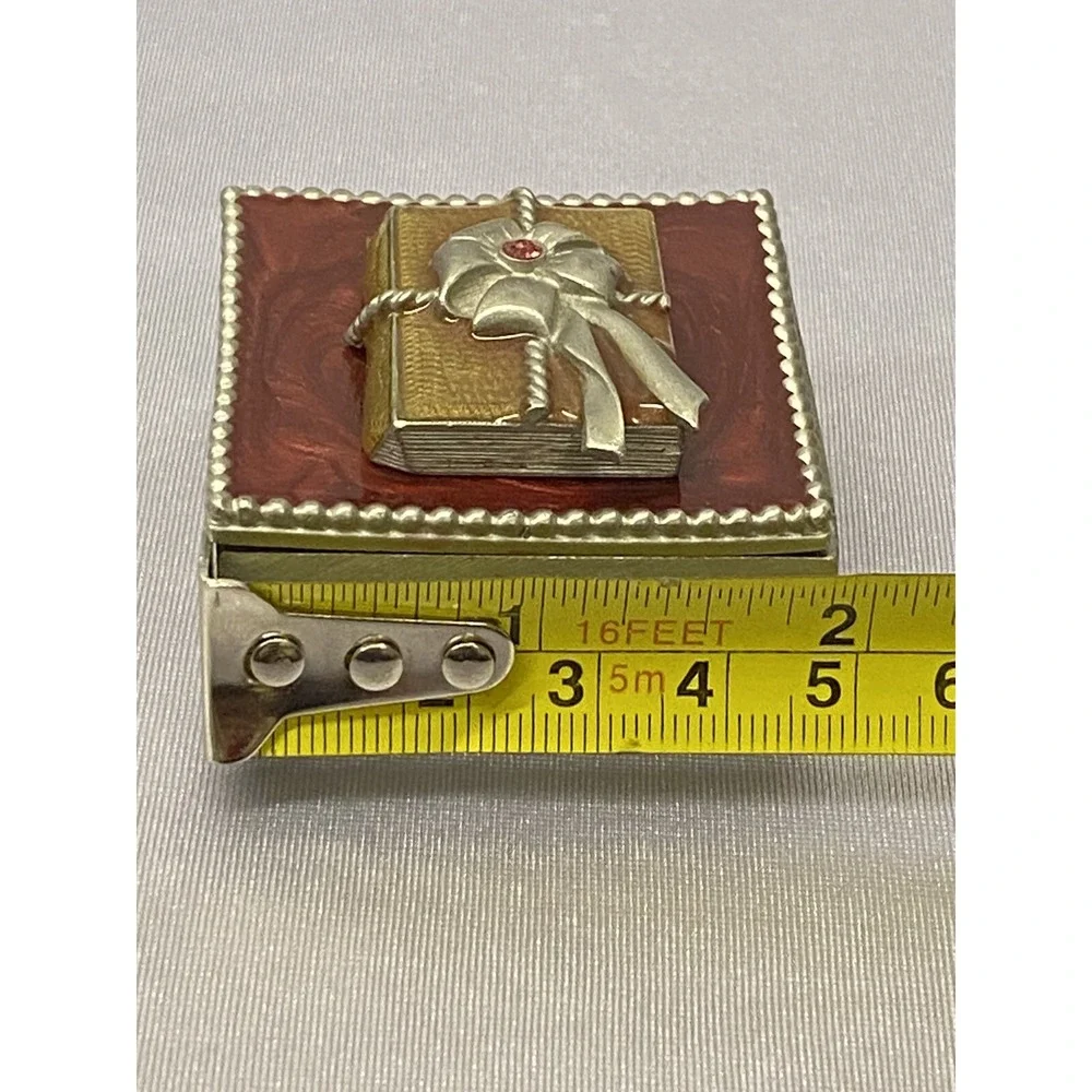 Cloisonné Enamel Little Trinket Book Box W/ Pink Crystal Mark W/ SDG 2